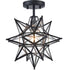 Black Moravian Star Ceiling Light Clear Glass Shade